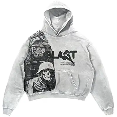 Hoodie Gothic Casual Alphabet Blast Print Pattern Skull Fashion Hoodie Men Clothing Wholesale