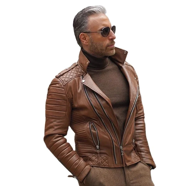 Новая мужская кожаная куртка деловой джентльмен стоячий воротник на молнии Повседневная оптовая продажа не требующая глажки Мужская большого размера