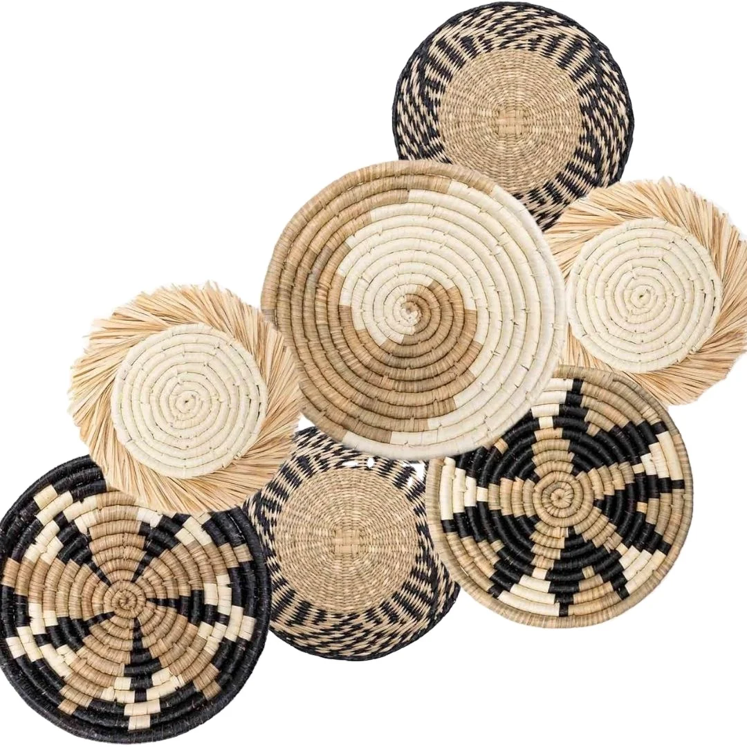 Round Seagrass Handwoven Decorative Wall Baskets Fruit Bowl and Storage Basket Woven Wall Hanging Basket Wall decor