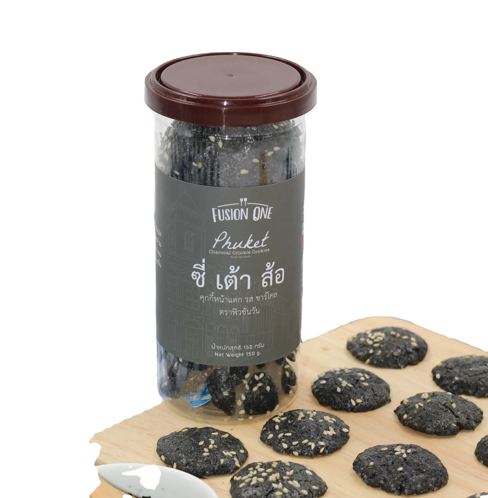 Печенье премиум-класса на Пхукете со вкусом угля, 150 г, Fusion One, легкая и вкусная закуска из таиланда для послеобеденного чая
