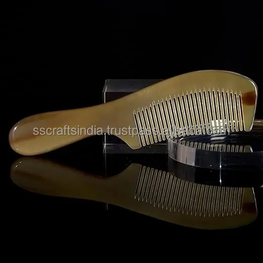 Professional 100% Natural Ox Horn Hair Comb Handmade Detangling Fine Tooth Carved Comb for Women Beauty Feature in Saloon