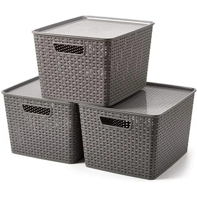 Customized Color Eco-friendly Rattan Storage With Handle Container Modern Design Household Storage Basket Wholesaler for Sale