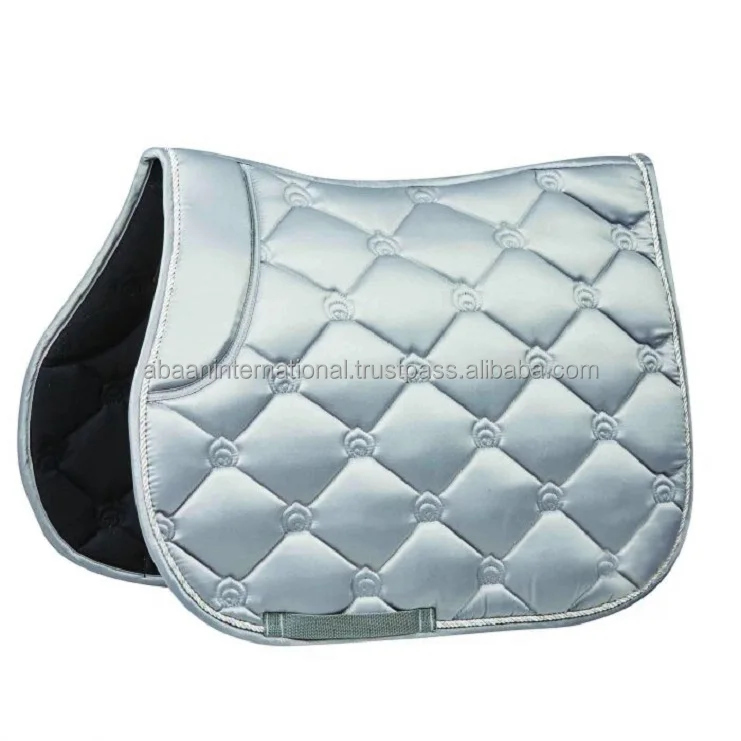 Top Selling Equestrian Custom Satin Fabric English Dressage Saddle Pad Blue Horse Riding Pad AVailable in wholesale price