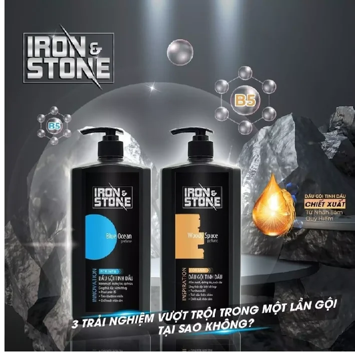 IRON & STONE - ESSENTIAL OIL SHAMPOO GEL | CLEAN AND SMOOTH HAIR WITH PROVITAMIN B5 | HIGH-END PERFUME