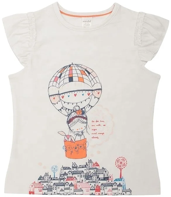 Girl Clothing T-Shirt Ring Spun Combed cotton Bio washed fabric Custom Printed Embroidered Girls T-shirt