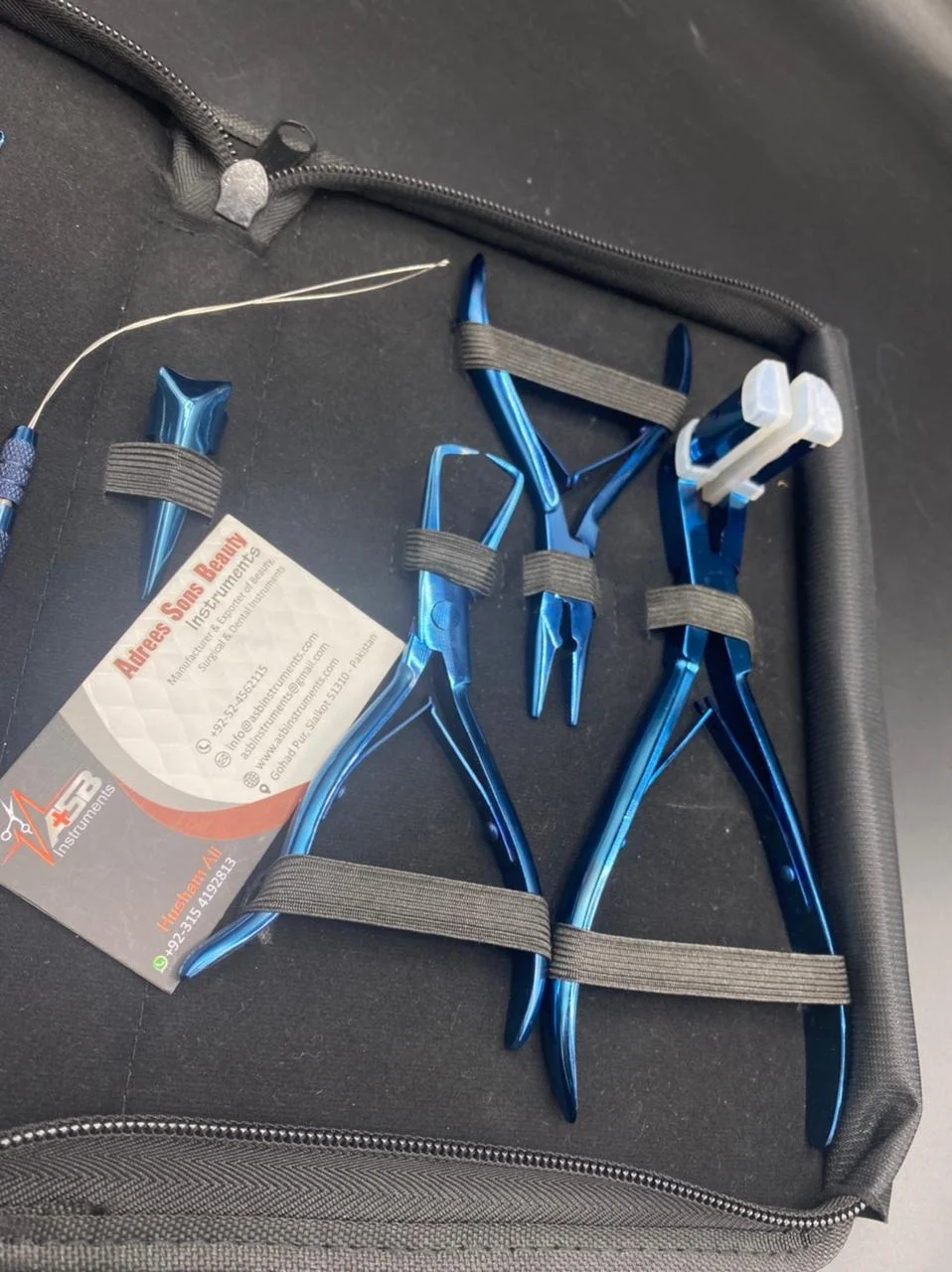 Blue Plasma Tape In Hair Extension Pliers & Thread tools Kit With Hair Parting Section Clips Needles Pulling Hook Loop Scissor