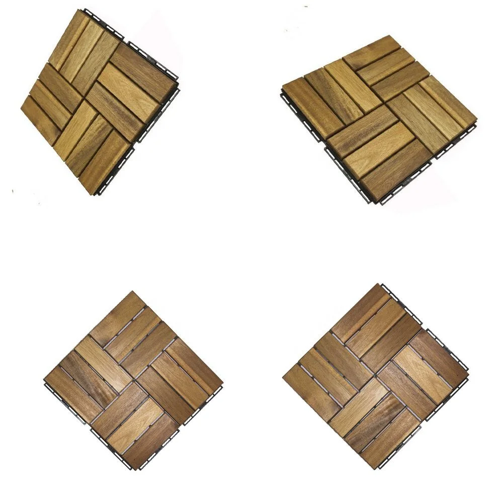 Acacia Wood Interlocking Deck Tiles, Plastic wood composite interlock deck tile or Plastic Decking Flooring Tiles B5875