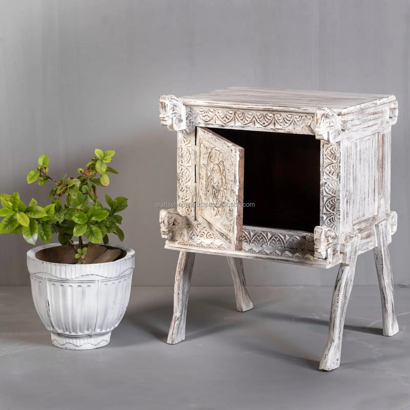 High Quality Rustic Wooden Drawer Side Tables Antique Drawers Wooden Bedside Table Modern White For Living Room Corner End Table