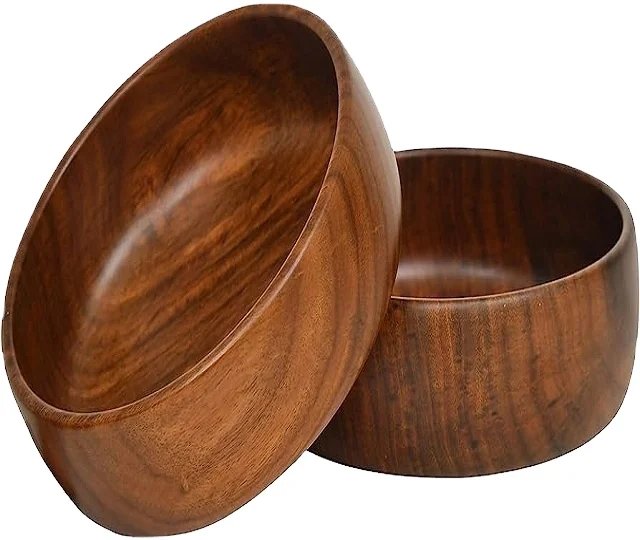 High Quality Organic Fruit Dough Wood Large Salad Bowl And Plate Set Soup Mixing Round Bowl For Home