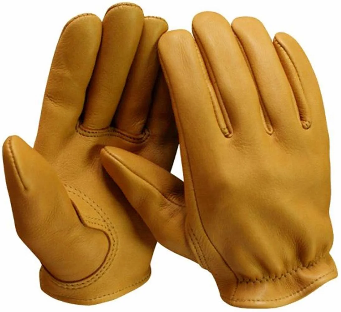 Legendary Mens Gold Deerskin Leather Short Wrist Motorcycle Gloves/ Motorcycle Gloves/Black Leather Gloves