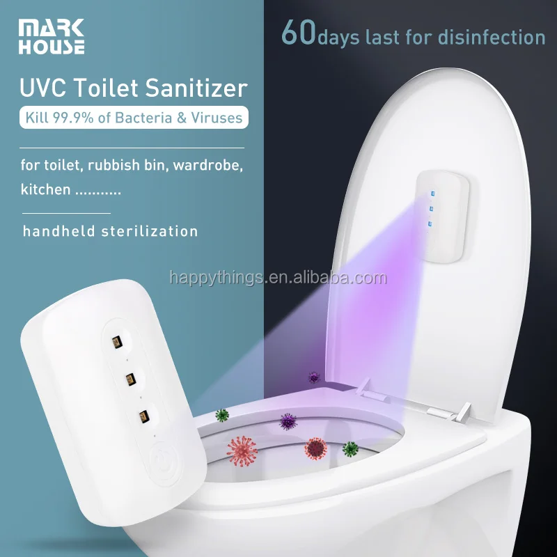 High Quality Lighting UV Sanitizing Rechargeable Atomic UVC Sanitizing Lamp Gravity Sensor UV lamp for Toilet Seat