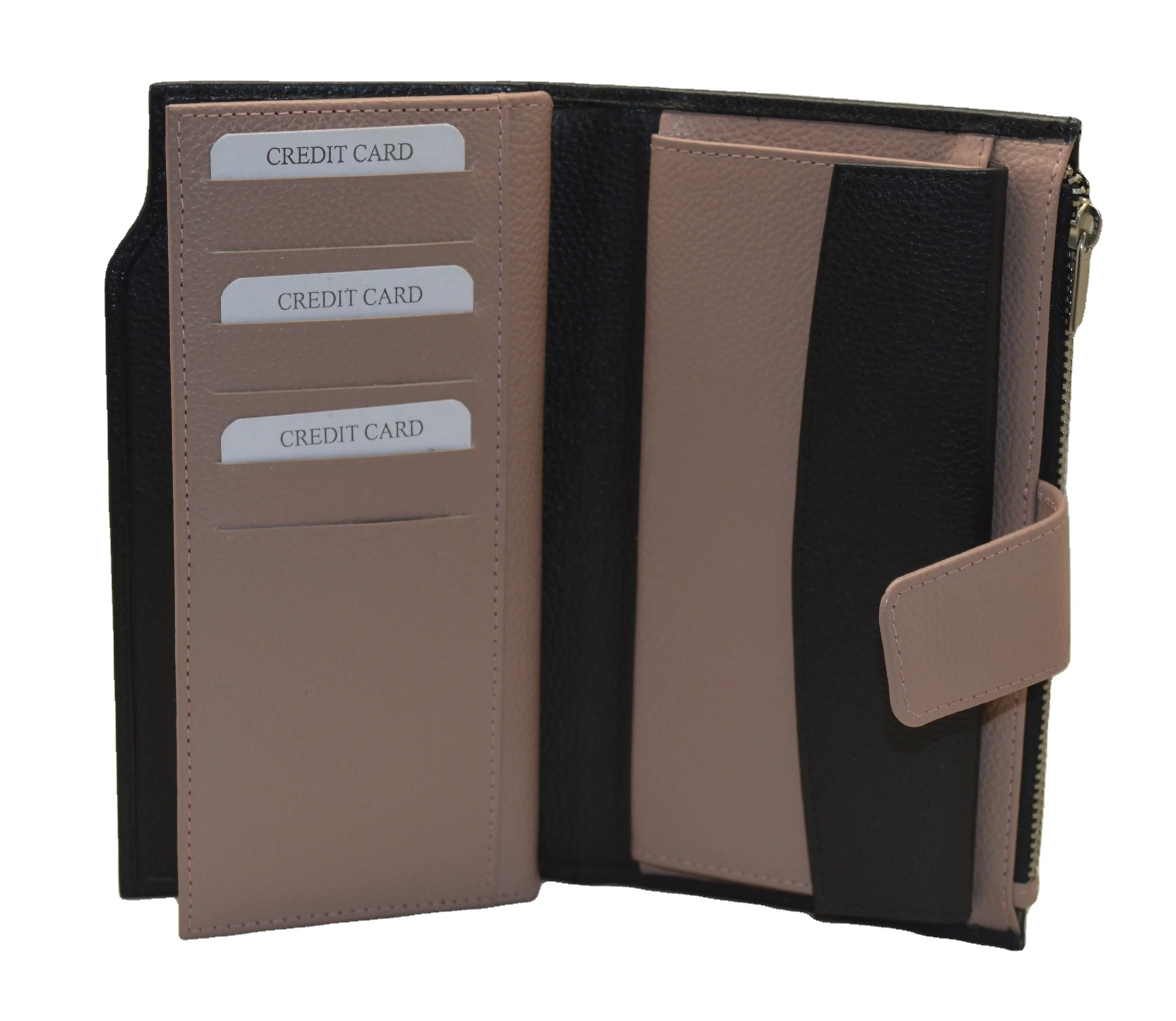 Designer Genuine leather multifunctional ladies wallets fashion card cash long purses with zipper wrist wallet for women