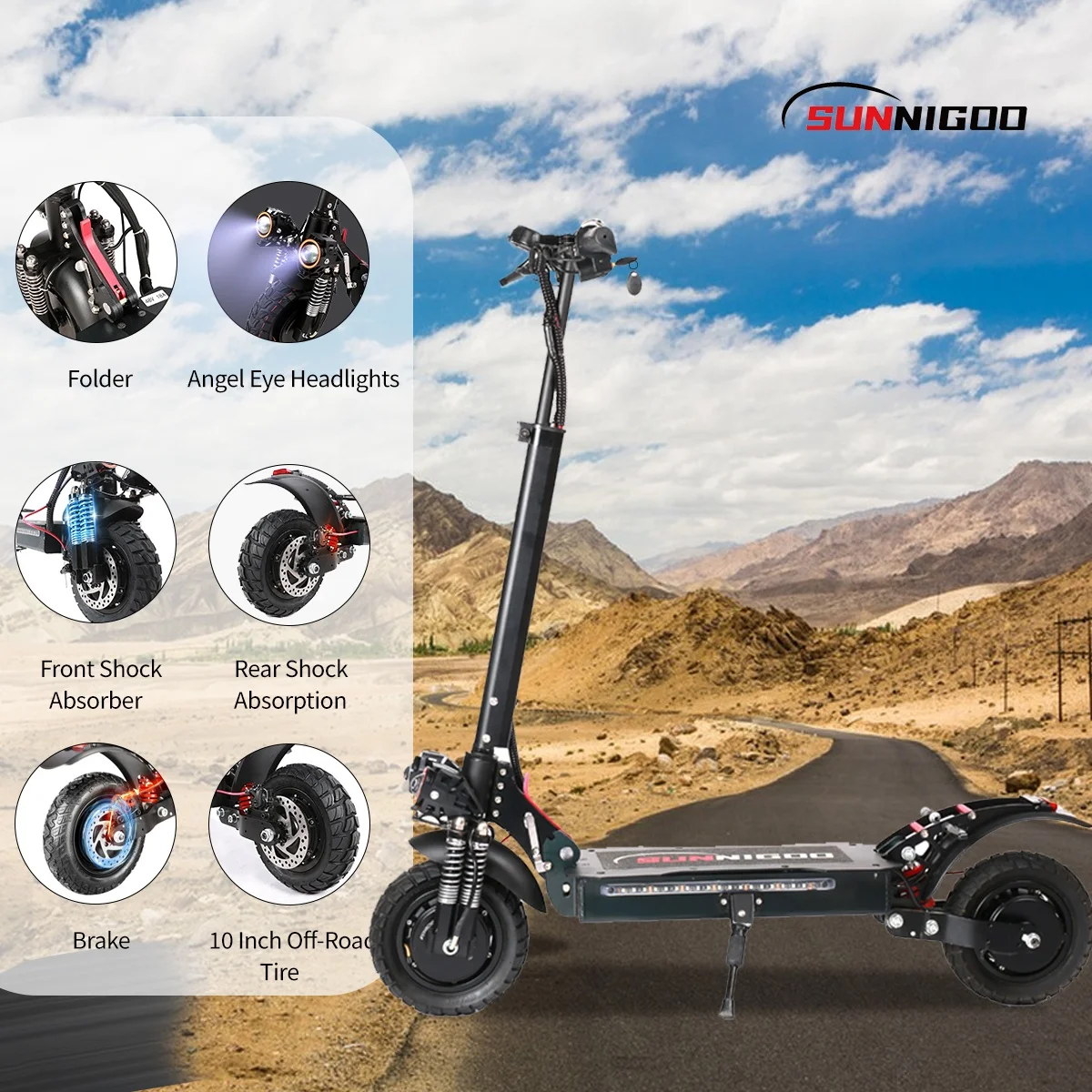 X6 High Speed 55km/h 2400W Dual Motor Electric Scooter 60km Long Range 10Inch Off Road with 2 Big Wheels New Design CE Certified