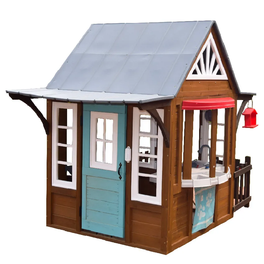 Wholesale movable houses Outdoor Role Play house wooden Doll houses Kids outdoor playhouse