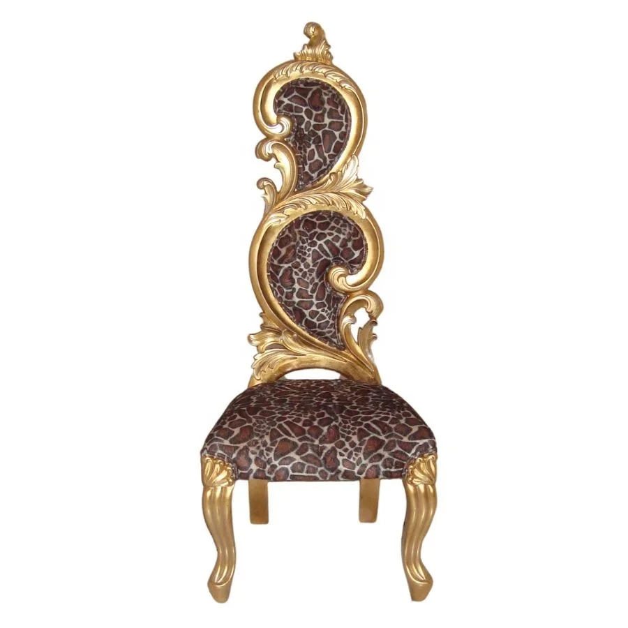 French Style Golden Side Chair Antique Dining Chair Solid Wood Chair for Design Interior of European Style Home Furniture