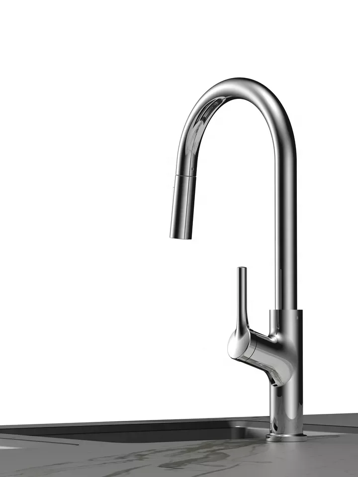 Supplier Deck Mounted Pull Down Spray Matt Black Stainless Steel Brass Kitchen Faucet