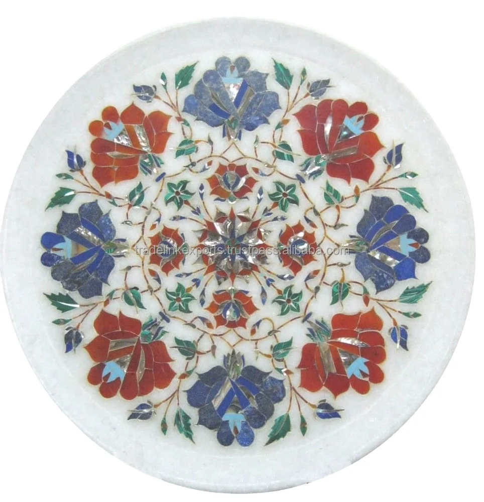 Мраморный обеденный стол редкая инкрустация Lapiz & Carnelian Mosaic домашний декор