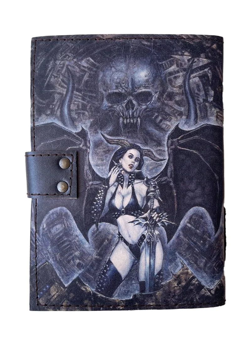 Skull Handmade Leather Printed Journal Retro Collage Poster Design 120 Deckle Edge Vintage Paper Notebook & Sketchbook