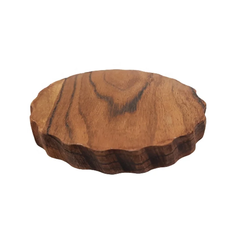 Wholesale Bulk Premium Design Modern High Quality Wooden Round Plate for Serving Dinnerware Kitchen Table Top Decor