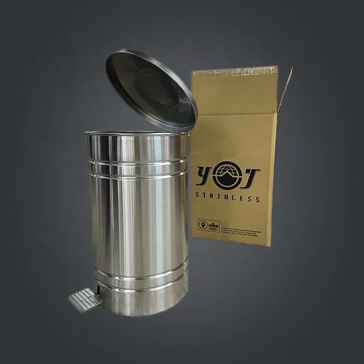 Stainless Steel Metal Round Step Pedal Garbage Bin Trash Can