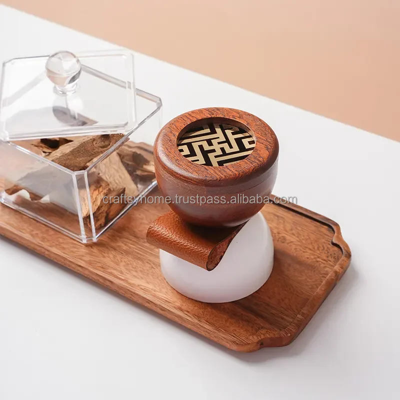 Hot Selling Wood craft Bakhoor Burner Handcrafted acrylic Tray Set Box For Home Decor luxury gift Ramadan Eid Arabic Oud Burners