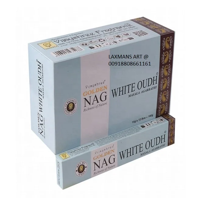 white oudh New Golden Vijayshree Perfumed Hand Rolled Masala Incense Sticks 15 g Pack Wholesale Supplier From India