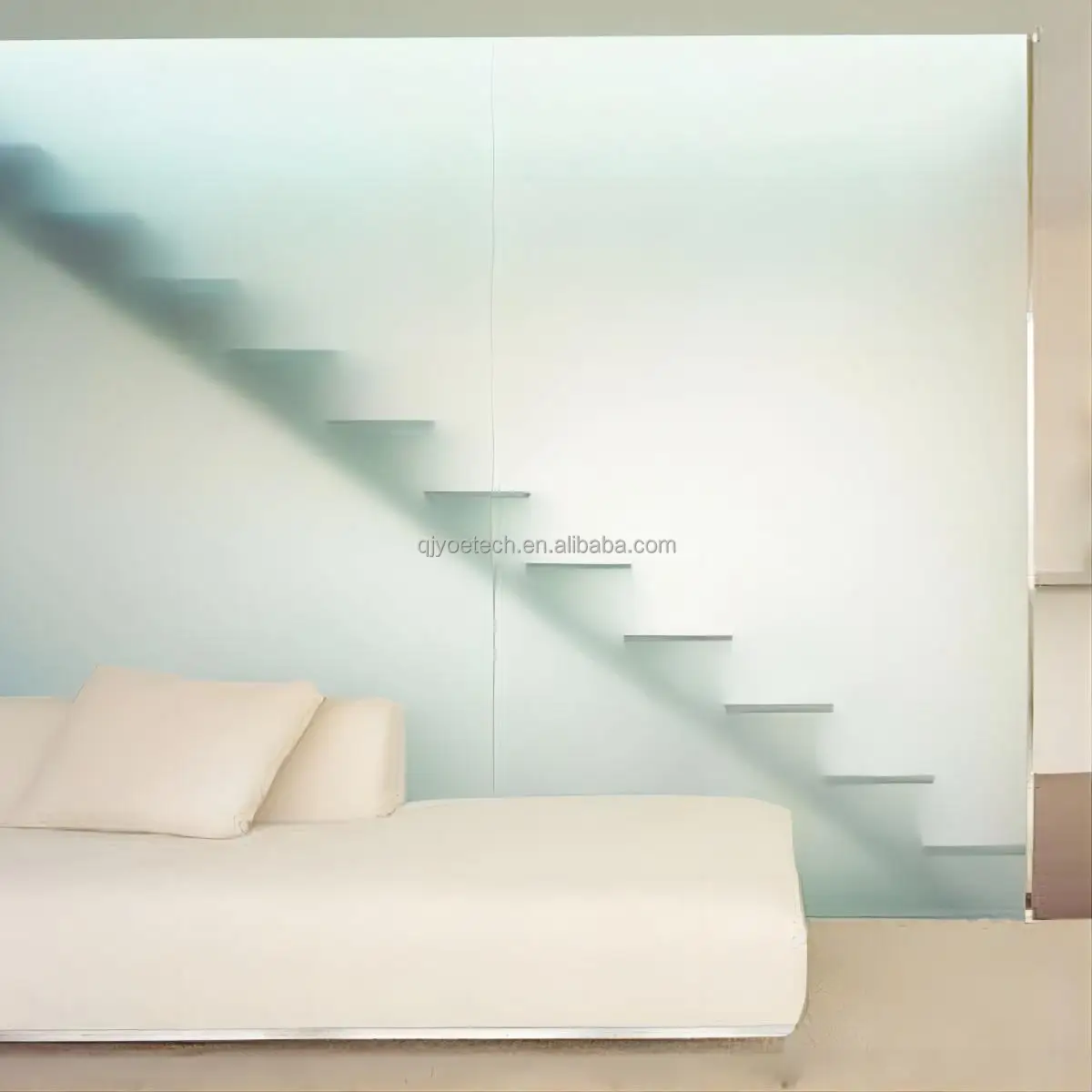 Modern 6.38mm Milk White PVB Laminated Tempered Glass for Indoor DIY Installation Easy Straight Stair Railing