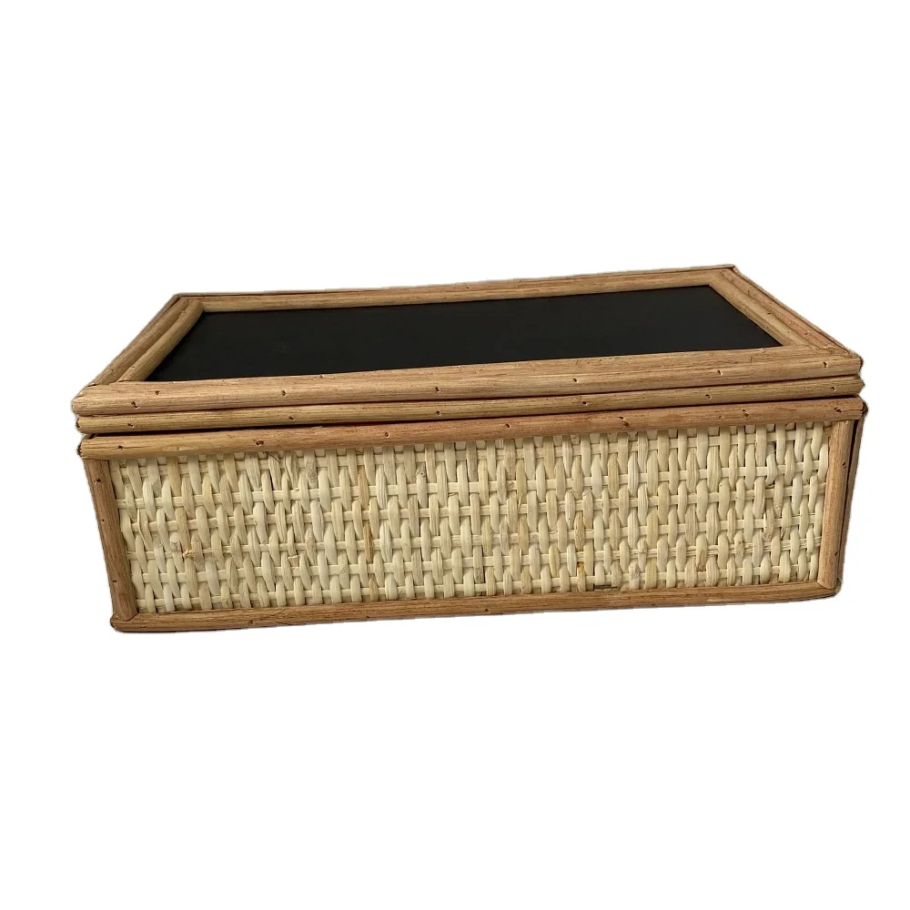 Top Quality Rattan Make up Basket With Mirror Inside -  Set 2 pieces Eco Friendly Basket For Picnic, Makeup Tool, Multifunction