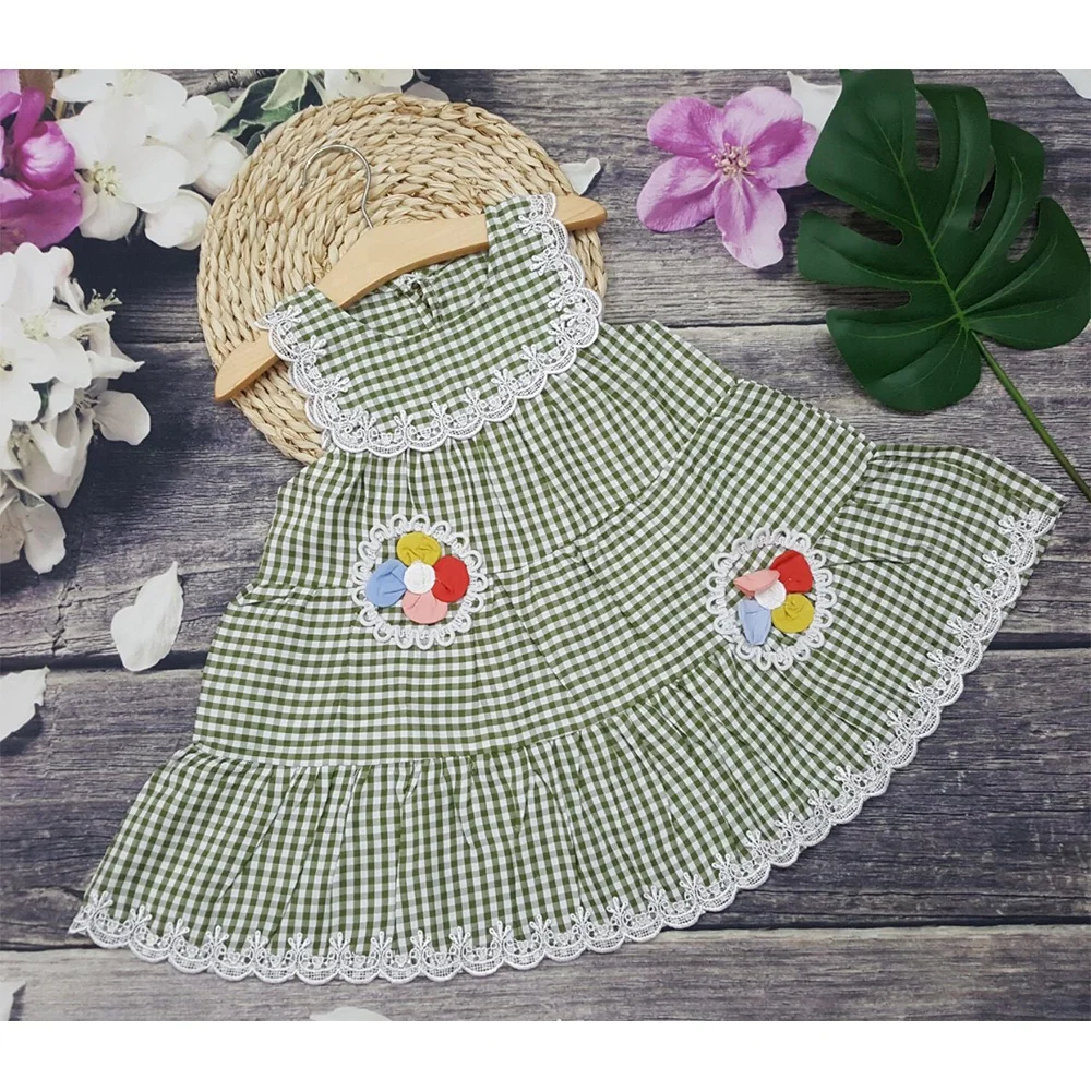 Новое модное платье со сборками От 1 до 6 лет одежда для детей Хлопковое маленьких девочек изготовленные во Вьетнаме