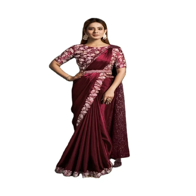 Stylish Ready Made Indian Fancy Silk Saree With Georgette Blouse| Heavy Saree Collections Exporter & Manufacturer From India|