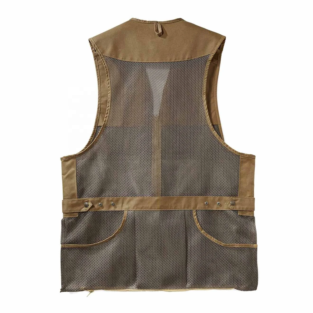 Custom Cotton Mesh Shooting Vest Green And Tan Color