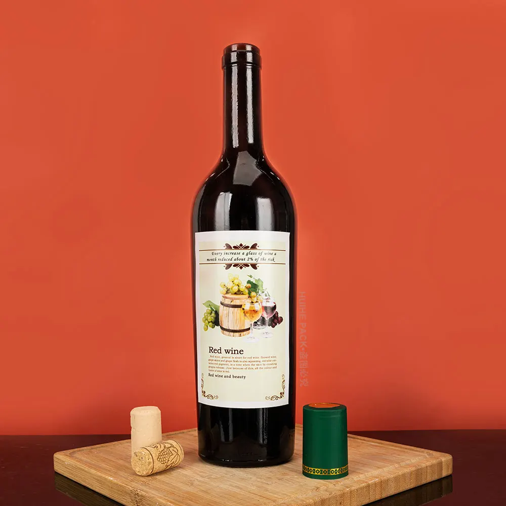 Custom Label Punted Antique Green 75cl Bordolese Conica Red Wine Packaging Glass Bottle with Longneck
