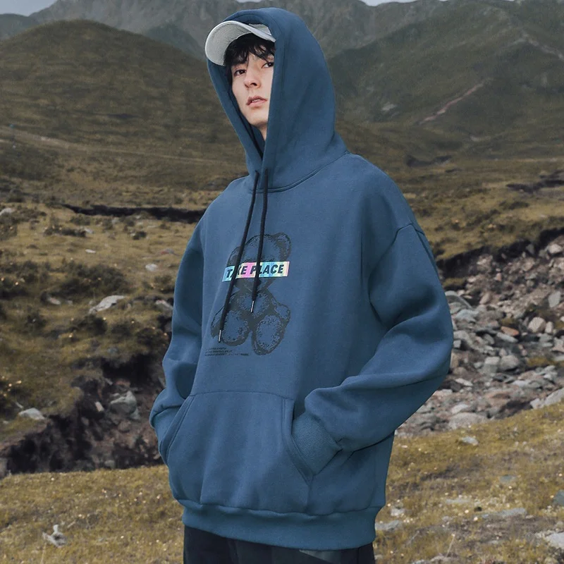  Производство Oem новый стиль 100% хлопок Повседневный пуловер с карманами и принтом мужская Толстовка