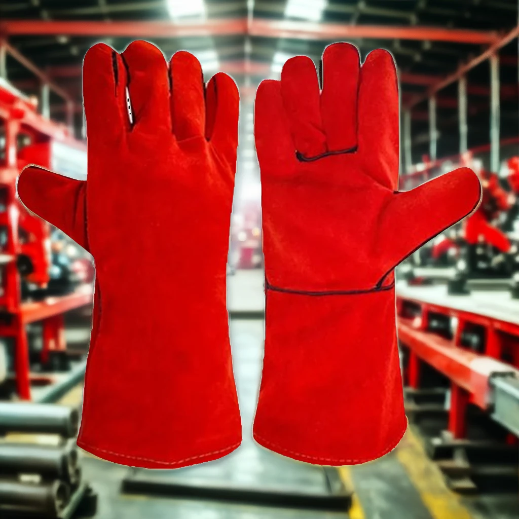 Cow Split Leather Welder Gloves Anti-Cut and Anti-Slip Fire-Resistant Hand Protection for Safe Welding Work