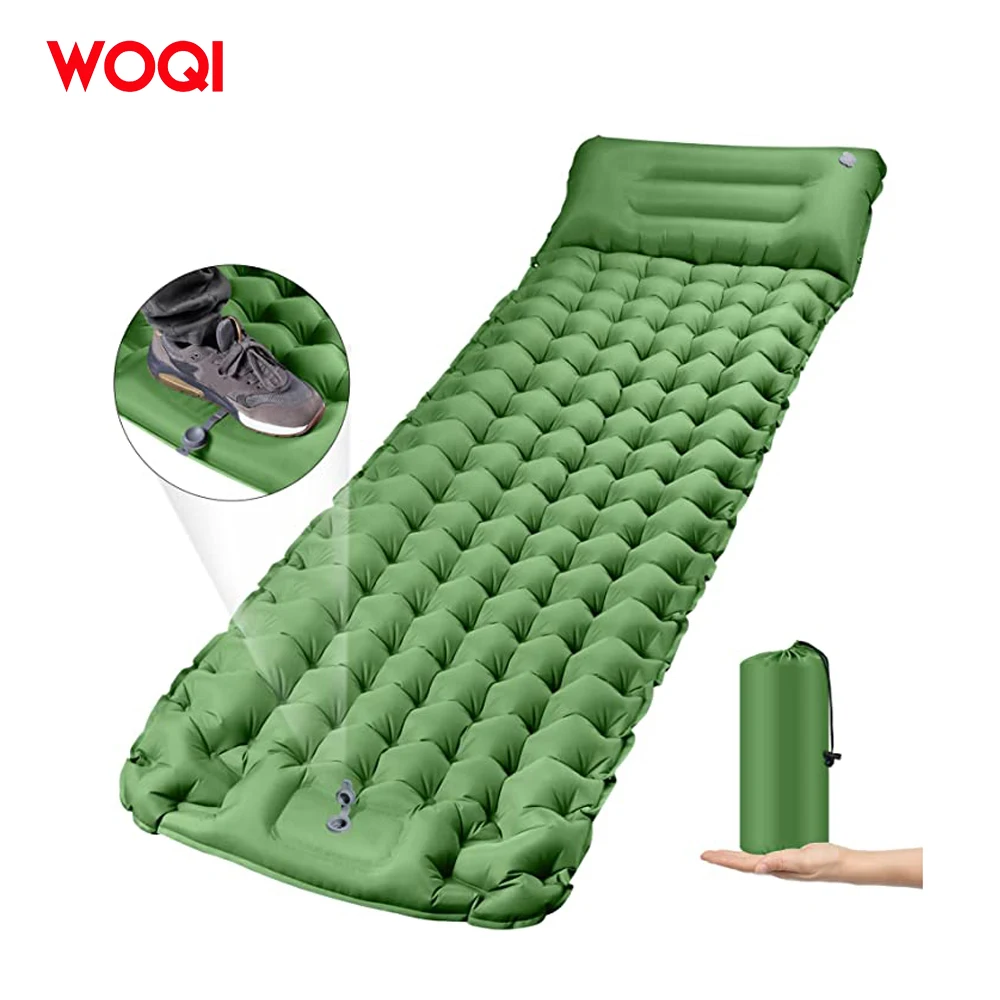 WOQI Picnic Pocket Outdoor Ultralight and Can Be Packed Nylon Green Customized Camping Sleeping Pad