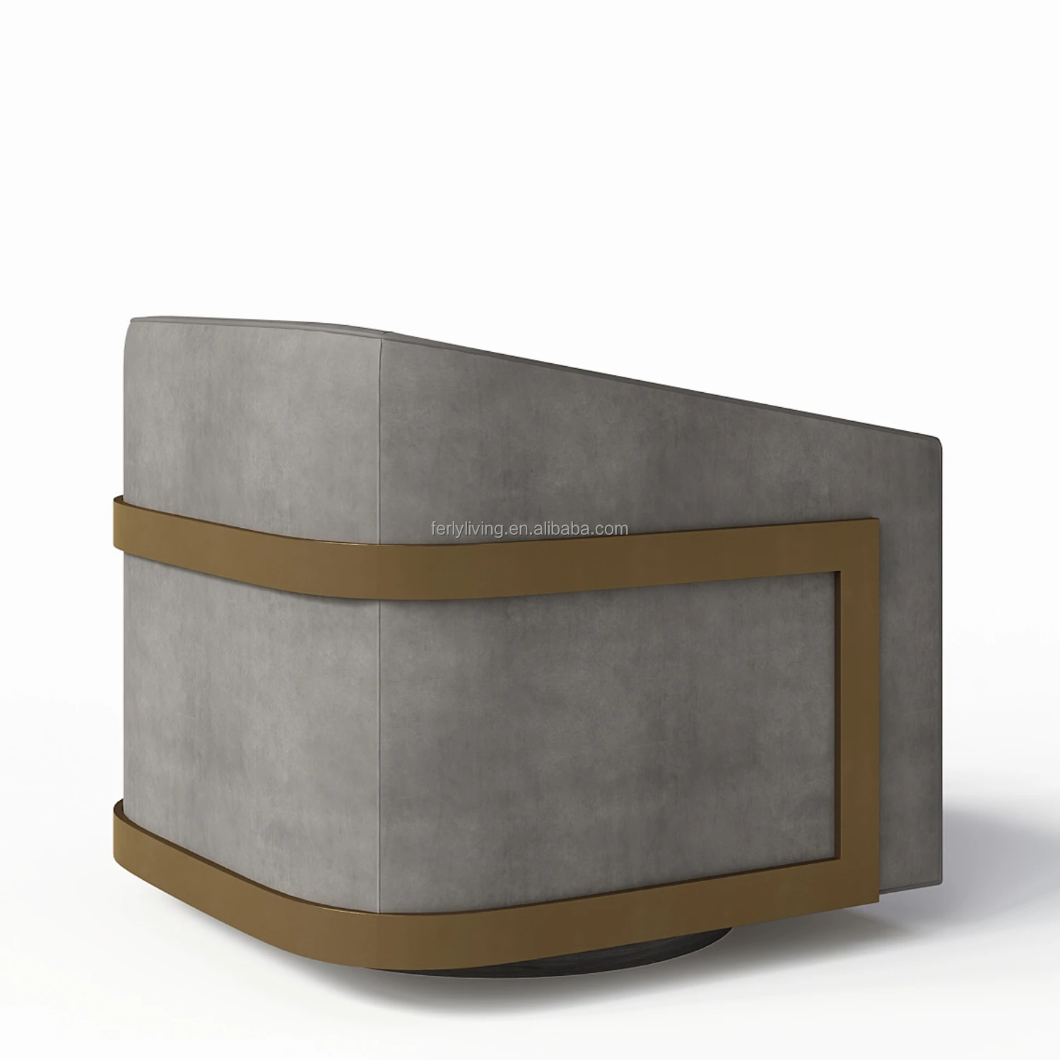 FERLY High-quality Sofa Set Living Room Furniture Solid Wood Frame Metal Wooden Base Leather Single Chair