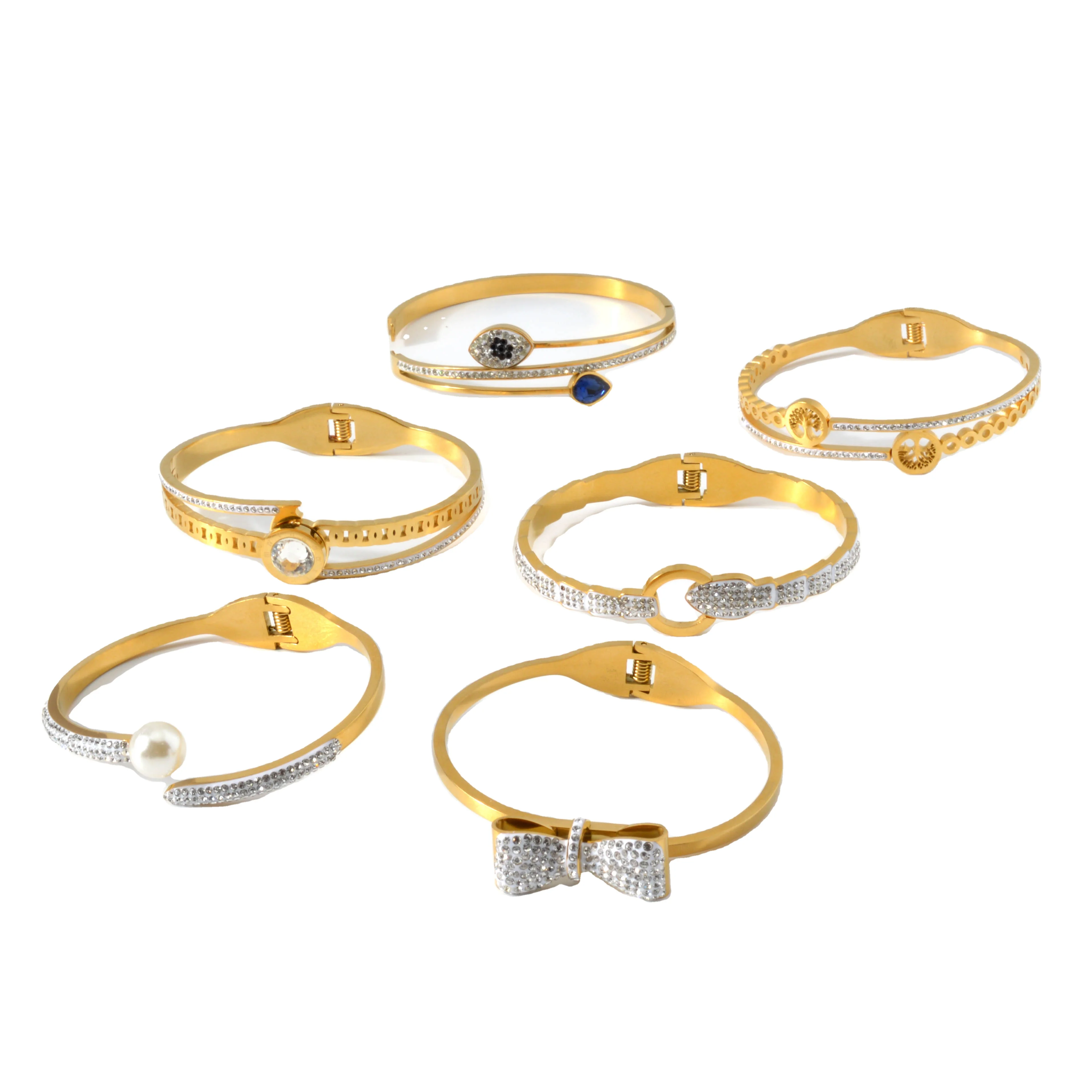 Модные ювелирные изделия Bijoux Аксессуары Циркон 18k позолоченные оптом браслеты из нержавеющей стали