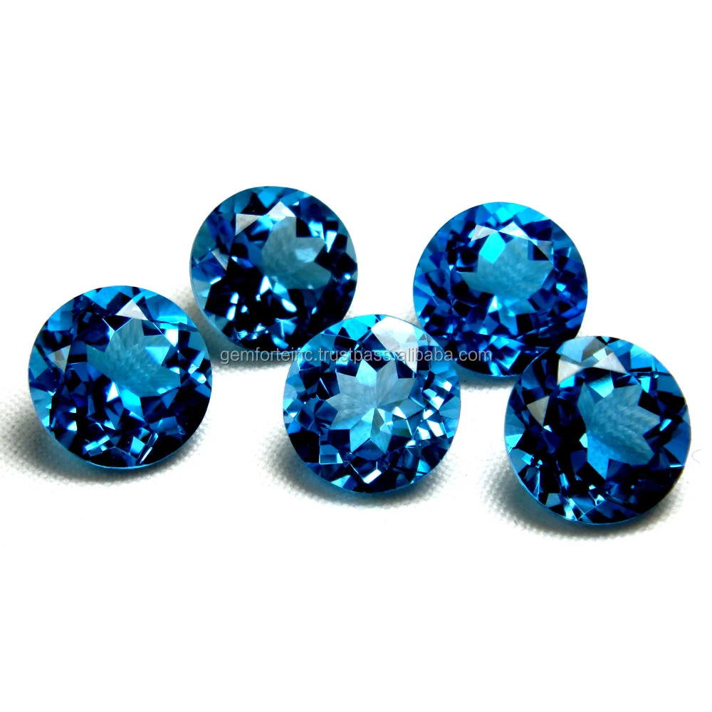 Topaz Round Faceted Gemstone London Swiss Blue Topaz Multi Color Natural Loose Gemstone Customized Best Price Blue Topaz Stone