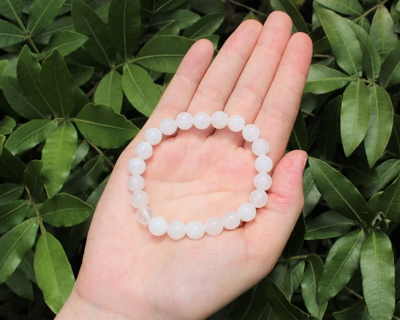Wholesale Star Quality Natural White Jade Stone 8mm Beads Bracelet For Healing And Meditation Use From Yasin & Sohil Agate
