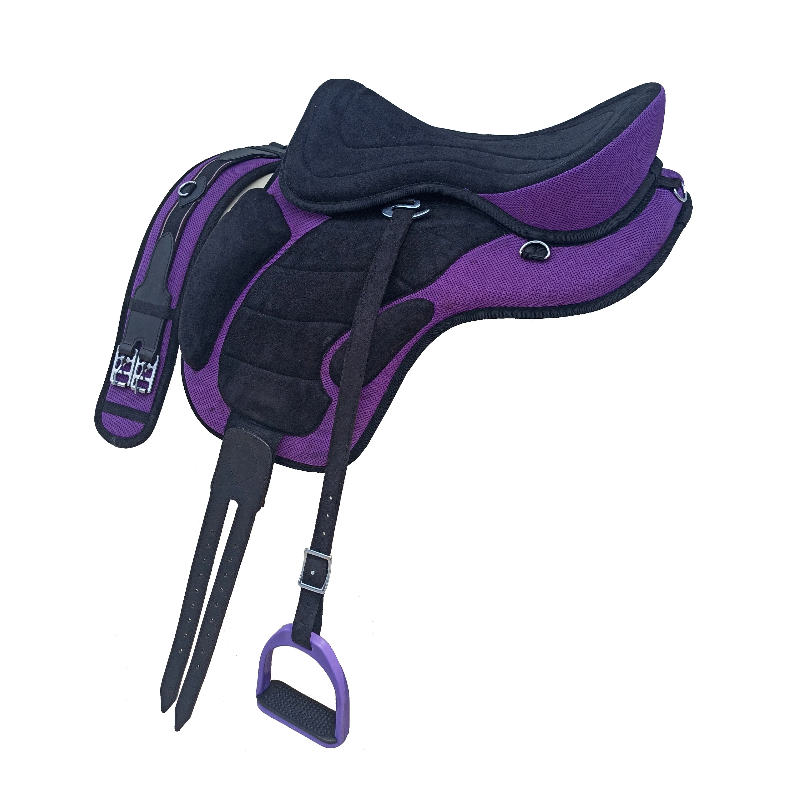 Purple Color Treeless Synthetic Freemax Horse English Saddle In 10+ Sizes