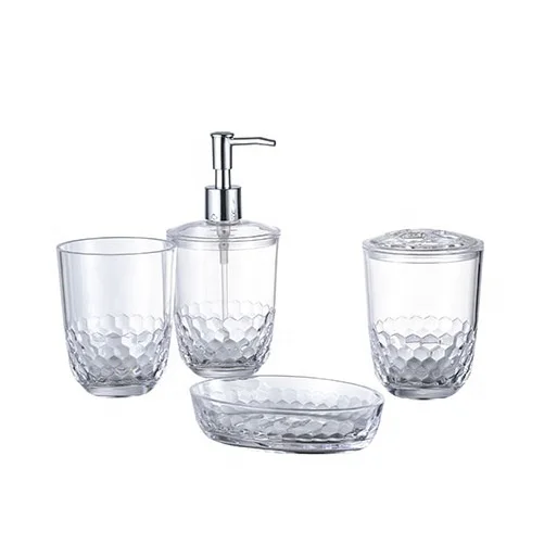 Colored 4 pcs acrylic bathroom accessories set