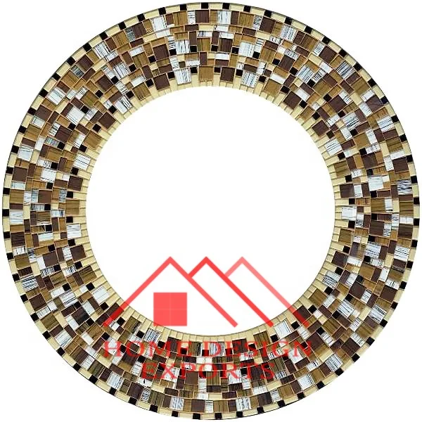Table Wedding Decor Accept Round Sunburst Mosaic Wall Mirror Frame for Home Hotels & Restaurants