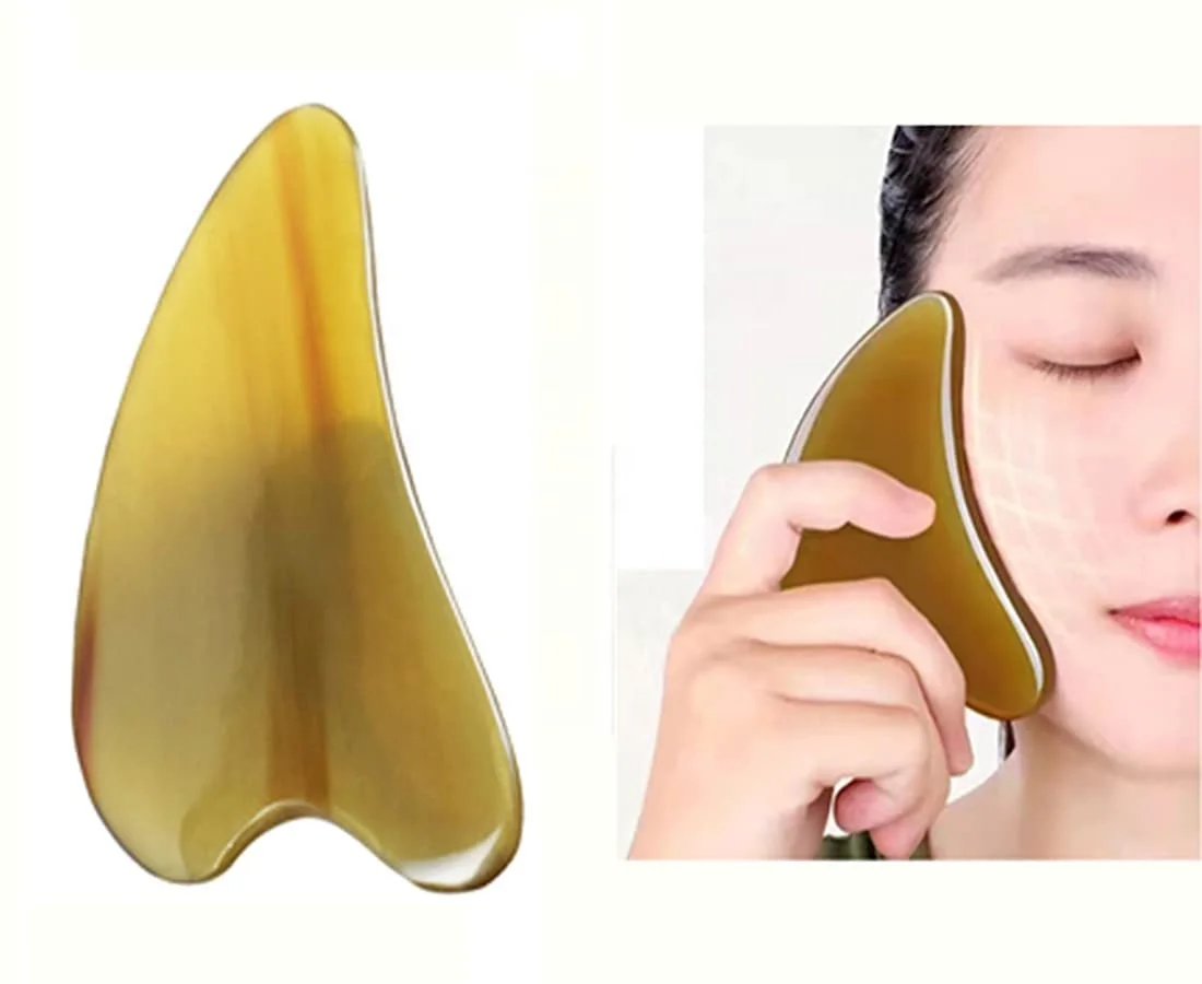 Buffalo Horn Plate Gua Sha Scraping Massage Tool Therapy Massage Stones Anti Aging Anti Wrinkle for Women By United Trade World
