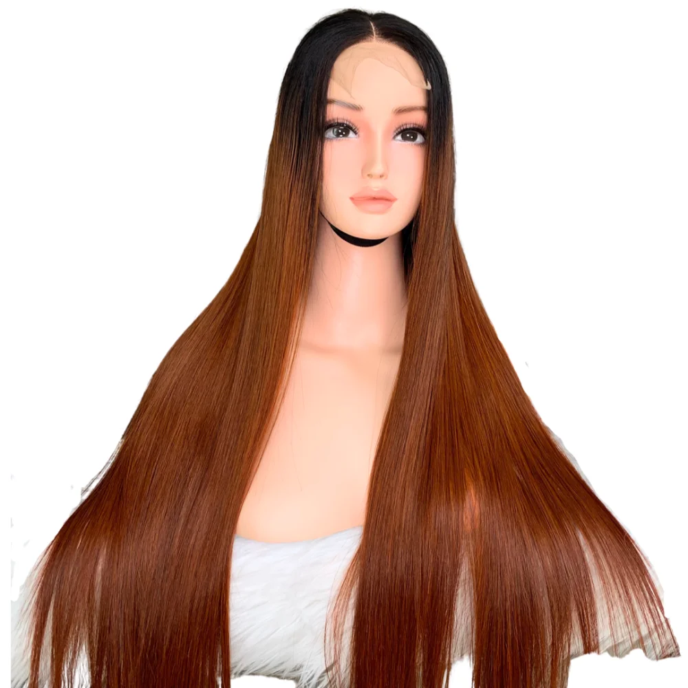 Ombre Brown Color Bone Straight Wig Weft Hair Extensions human hair wigs 100% Human Hair Vendors Made In Vietnam
