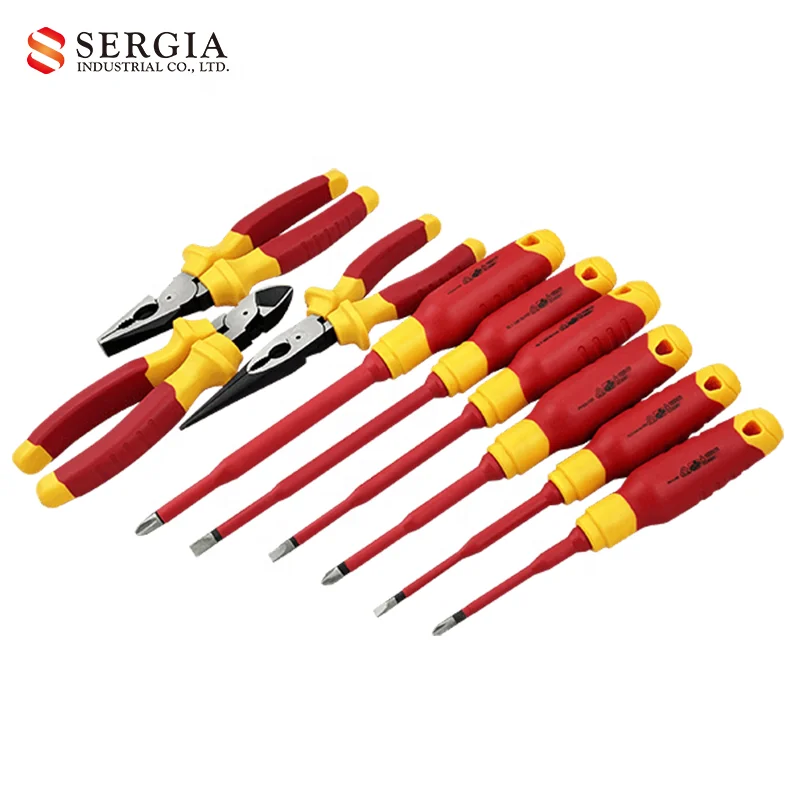 Taiwan Insulated VDE Screwdriver & Pliers & Adjustable Wrench Electrician Combined Tool Set