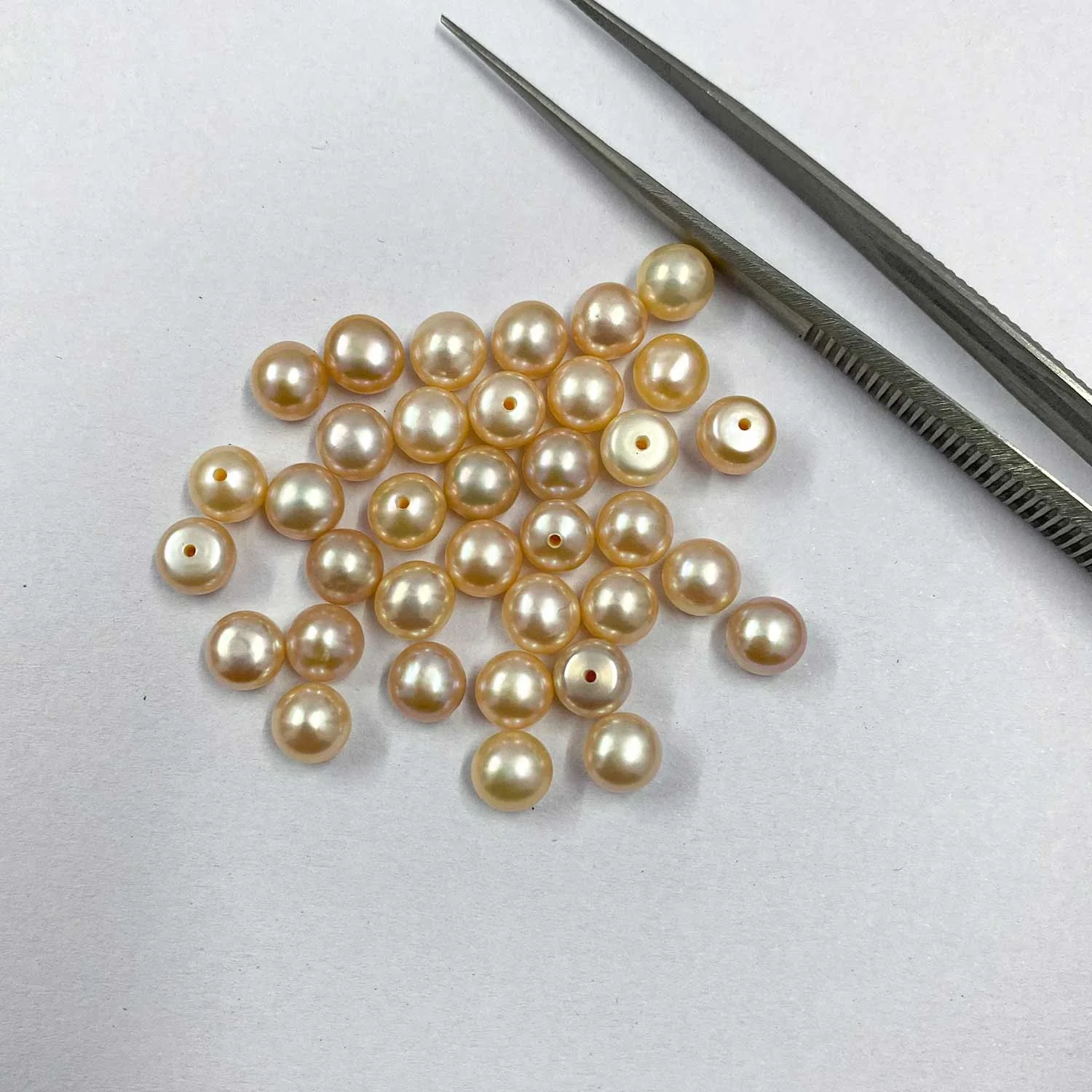 7mm Natural Yellow Color Freshwater Pearl Stone Flatback Round Shape Gemstone For Jewelry Making Factory Price From Manufacturer