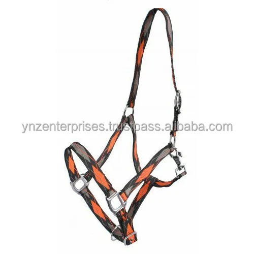 Adjustable Nylon Rope Horse Halter with Nylon Rope Lead Red Black