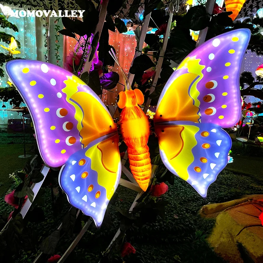 Momovalley factory sales 12v led light fixtures butterfly lights motif hanging flying butterfly decoration dyna holiday lighting