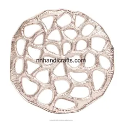 Hot Selling Metal Aluminium Casted Cast Nickel Plated Silver Round Circular Perforated Metal Wall Art Metal Wall Art Accent For