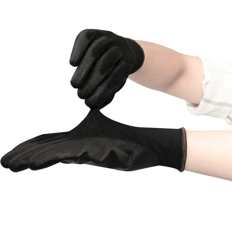 Wholesale Black High Quality Durable Wear resistant and Non-slip Work Pu Gloves